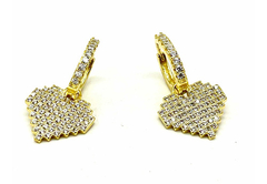 Heart pendant earrings in 925 silver, 18 kt gold and sapphires - Joyería Alvear