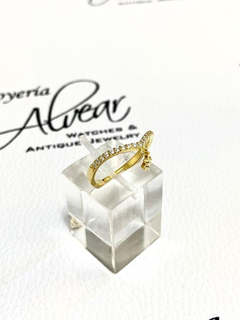 Anillo Dama Plata 925 Oro 18 Ct Zafiros Blancos - comprar online