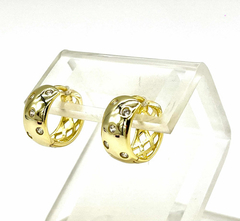 Modern hoop earrings Silver 925 gold 18 kt sapphires - Joyería Alvear