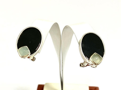 Spectacular set of ladies earrings and ring in 925 silver onyx and agate on internet