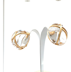 French 18kt gold and modern baccarat crystal hoops - Joyería Alvear