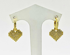 Heart pendant earrings in 925 silver, 18 kt gold and sapphires