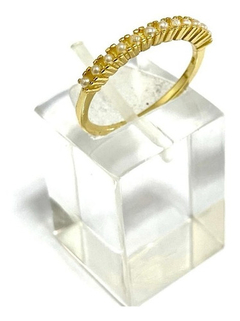 Beautiful 925 silver 18 carat gold and mini pearls lady ring - buy online