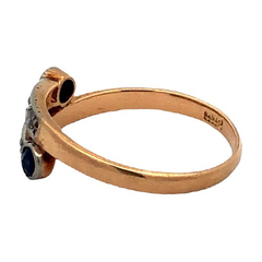 18 kt gold ring - blue sapphires and diamonds on internet