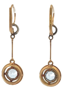 Art Deco 18kt gold and white sapphire pendant earrings - Joyería Alvear