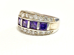 Original 925 silver ring with amethysts and white sapphires on internet