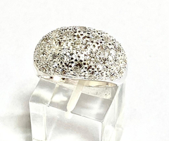 Big ring pave white sapphires silver 925