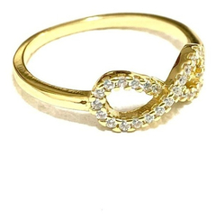 Beautiful ring 925 silver 18 carat gold white sapphires infinity design - online store
