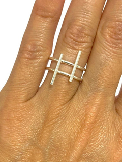 Image of 925 SILVER GEOMETRIC LINE RING