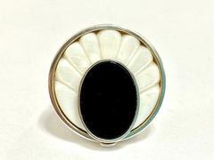 Impressive 925 silver onyx and mother-of-pearl ring and earrings set - buy online