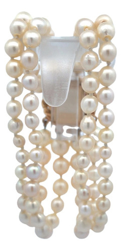 Large 18 kt gold and garnet natural pearl cuff bracelet - buy online