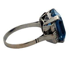 950 platinum aquamarine and diamond ring - Joyería Alvear