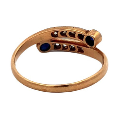 18 kt gold ring - blue sapphires and diamonds - buy online
