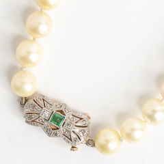 Natural Pearl Necklace Gold Brooch And Emeralds - buy online