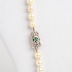 Natural Pearl Necklace Gold Brooch And Emeralds