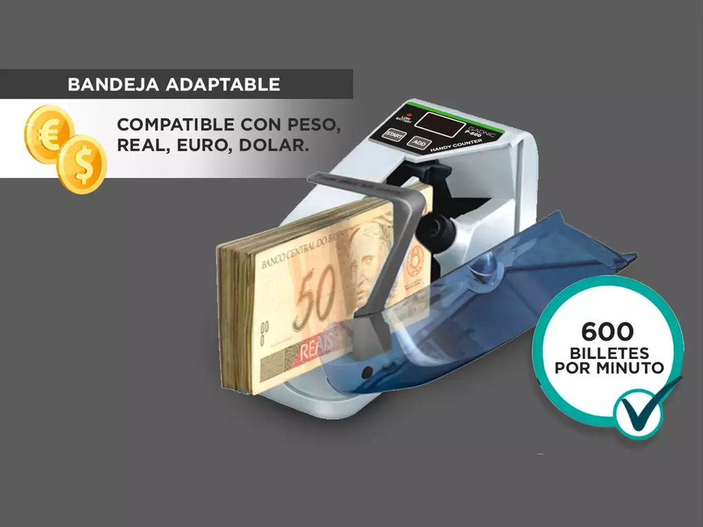  Contador de dinero portátil Contador de billetes práctico Mini  máquina de conteo de efectivo 600pcs/min Papel de billete de banco Conteo  de monedas multinacionales (con enchufe de EE. UU.) : Productos