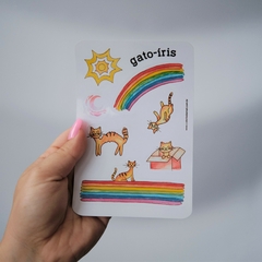 cartela de adesivos gato-íris