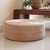 Puff Decorativo de Palha Redondo Bege 45x18cm Florarte Para Sua Decor