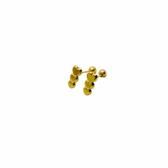 Aretes Broquel Triple Corazón Oro 10K