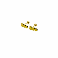 Aretes Broquel Triple Corazón Oro 10K - comprar en línea