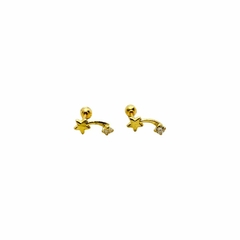 Aretes Broquel Estrella con Zirconia (cometa) Oro 10K