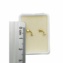 Aretes Broquel Estrella con Zirconia (cometa) Oro 10K