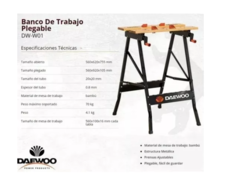 Imagen de Banco De Trabajo Daewoo Plegable 70kg Con Prensa