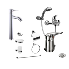 GRIFERIA BAÑO MONOCOMANDO LAVATORIO + DUCHA EXTERNA + BIDET + ACCESORIOS PARA BAÑO KIT 6 PIEZAS (COMBO 2)