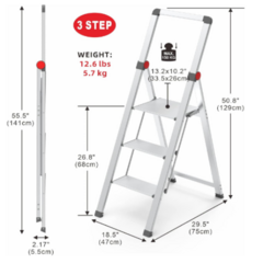 Escalera De Aluminio Tijera Plegable Mini Slim 3 Escalones - comprar online