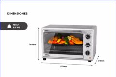 Horno Eléctrico Grill Atma 4022pi 1500w 40l Timer Plateado - comprar online