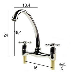 Grifo Cocina Doble Comando Mesada Acabado Cromado - Lele Hardware Shop