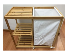 Mueble Organizador Cesto De Ropa Tela Con 3 Estantes De Bambu - comprar online