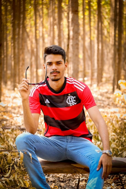 Camisa Flamengo I 23/24 s/n° Torcedor Adidas Masculina - Vermelho+Preto