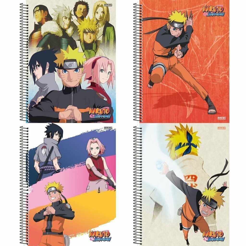 Kit 4 Cadernos Boruto Espiral Universitário 1 Matéria Naruto em