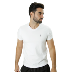 CAMISETA BÁSICA COTTON GOLA V BRANCA