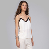 Blusa Renda Seda com Alça Ajustável Off White