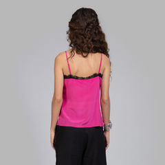 Blusa Renda Seda com Alça Ajustável Pink - comprar online