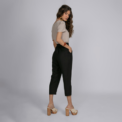 Calça Alfaiataria Linho Misto Vinco - Preto - comprar online