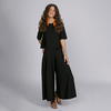 Calça Pantalona Cropped Clássica Malha Euro - Preto