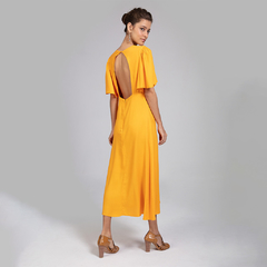 Vestido Midi Manga Curta Amarelo - comprar online