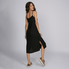 Vestido Midi Reto com Alça Preto - comprar online