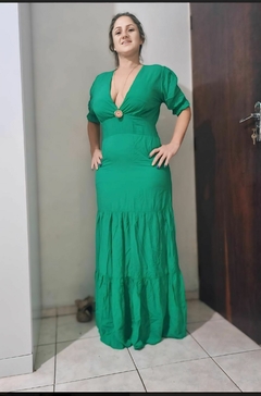 Vestido viscose verde bandeira