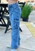 Calça jeans wide leg cargo infantil/juvenil blogueirinha na internet