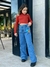 calca wide leg jeans juvenil menina pantalona boca larga fashion com detalhe bordado de croche tendencia moda 2024 na internet