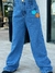 calca wide leg jeans juvenil menina pantalona boca larga fashion com detalhe bordado de croche tendencia moda 2024