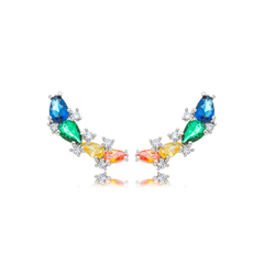 Brinco Ear Cuff Cristal ColorCravejado Micro Zircônias