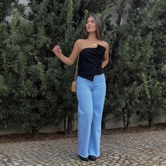 CALÇA WIDE LEG JEANS - LAVAGEM CLARA