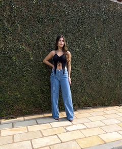 CALÇA WIDE LEG VANILA - COM DETALHES NO PASSANTE - N A G • S T O R E