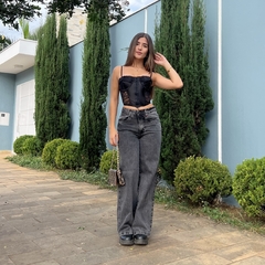 CALÇA WIDE LEG JEANS ESTONADA