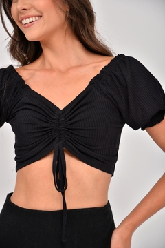 Cropped Canelado Franzido - comprar online